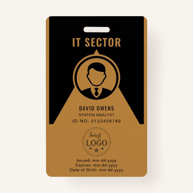 Badge professionnel élégant avec logo et ID photo (Devant)
