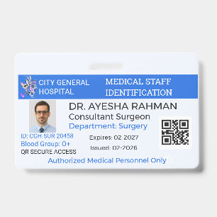 Badge Professionnel Healthcare Hospital ID Med