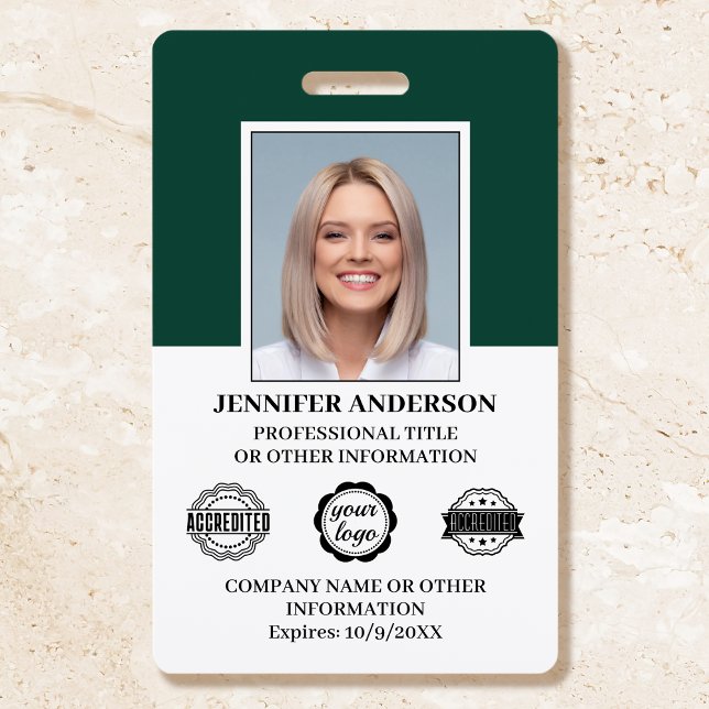 Badge Professionnel ID employé Sécurité Vert (Créateur téléchargé)