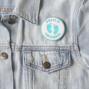 Badge - Proud Grandma Blue Feet Boy 2 Inch Round Button