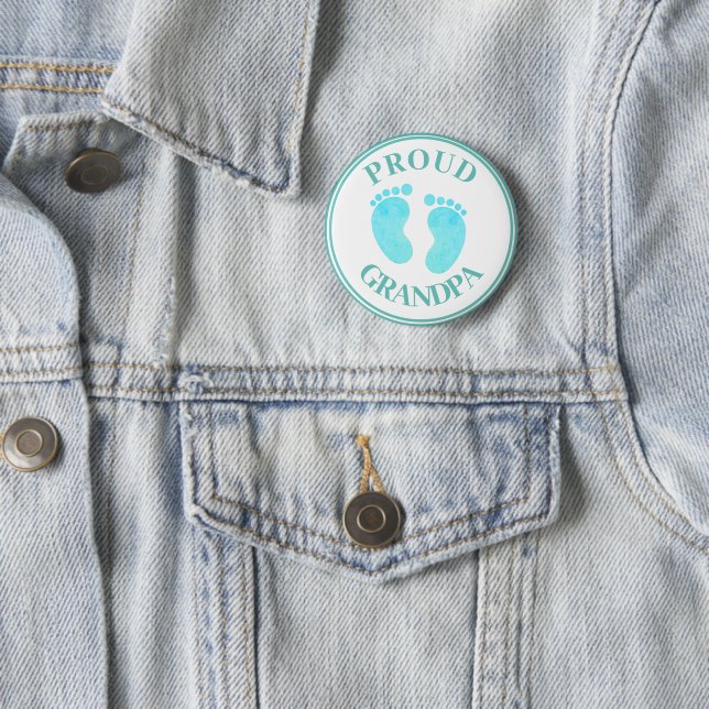 Badge - Proud Grandpa Blue Feet Boy 2 Inch Round Button (In Situ)