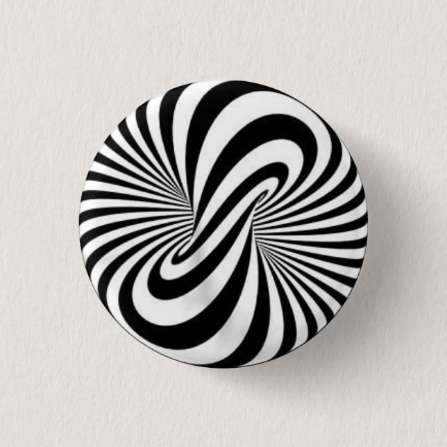 Badge - Psychedelic Art B/W  1 Inch Round Button (Front)