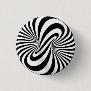Badge - Psychedelic Art B/W  1 Inch Round Button