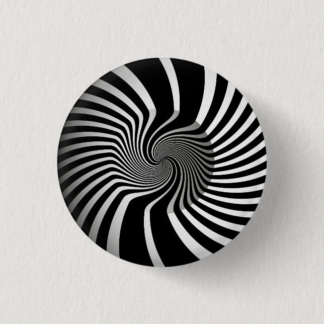 Badge - Psychedelic Art Swirl B/W  1 Inch Round Button (Front)