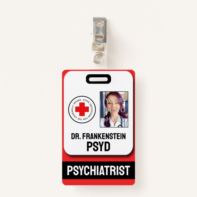 Badge Psychiatre Faux Pour Insigne Criminel (Devant avec clip)