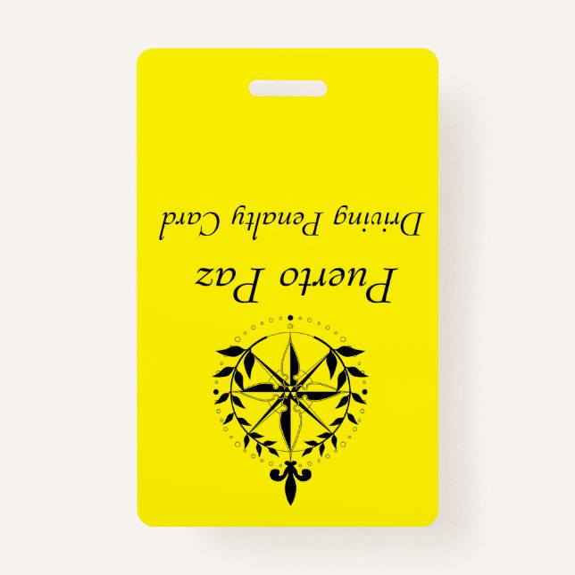 Badge Puerto Paz - Carte de peine de conduire (jaune) (Dos)
