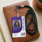 Purple Modern & Minimal Press Pass ID photo