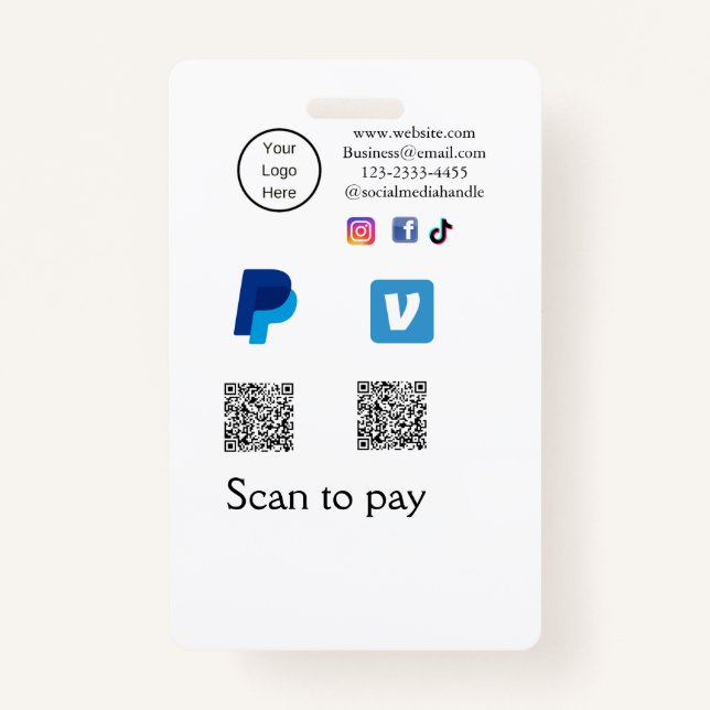 Badge Q R code PayPal venmo scanner payer ajouter médias (Devant)