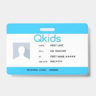 Badge QKids ESL ID de l'enseignant