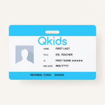 QKids ESL ID de l'enseignant