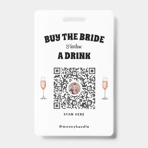 Badge QR-Code "La future mariée offre un verre"