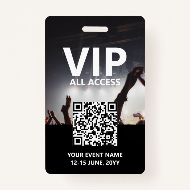 Badge Qr Code VIP All Access Pass Événement personnalisé (Devant)