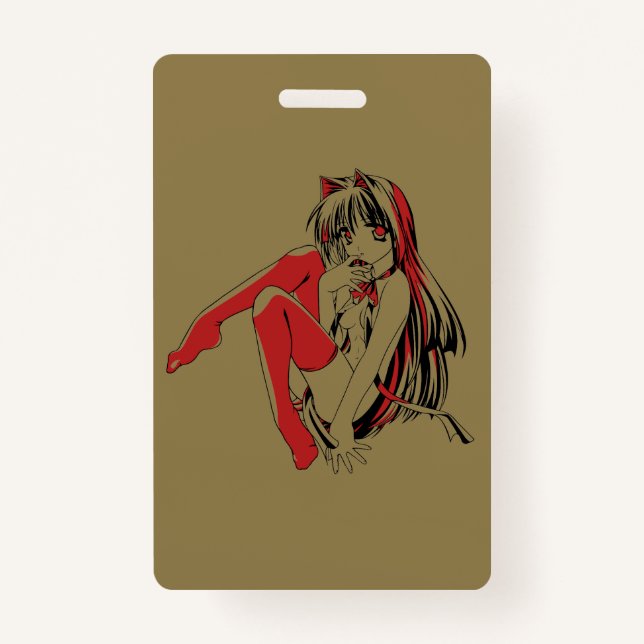 Badge R & B Manga, Neko Catgirl Furry Loli Anime (Devant)