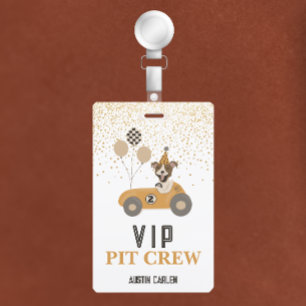 Badge Race Car Chiens Boys Anniversaire Fête VIP