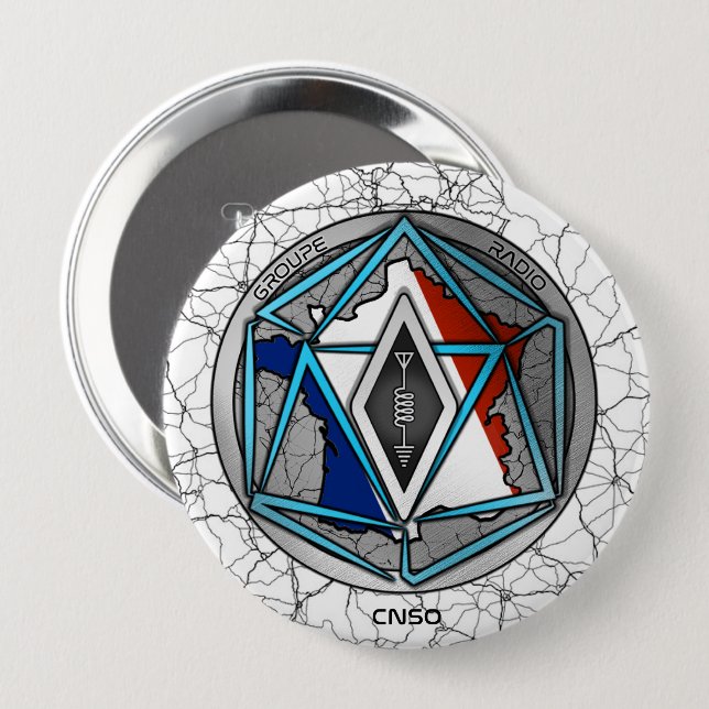 BADGE RADIO 4 INCH ROUND BUTTON (Front & Back)