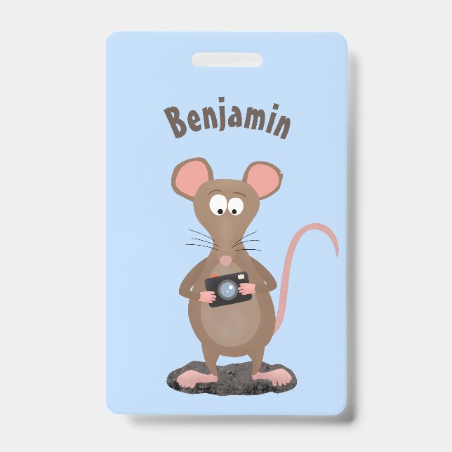 Badge Rat drôle avec dessin animé de la caméra (Avant)