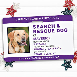 Badge Recherche de chiens par ID Sauvetage Logo personna