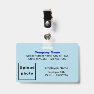 Badge Rectangle avec photo de l'employé sur fond bleu cl
