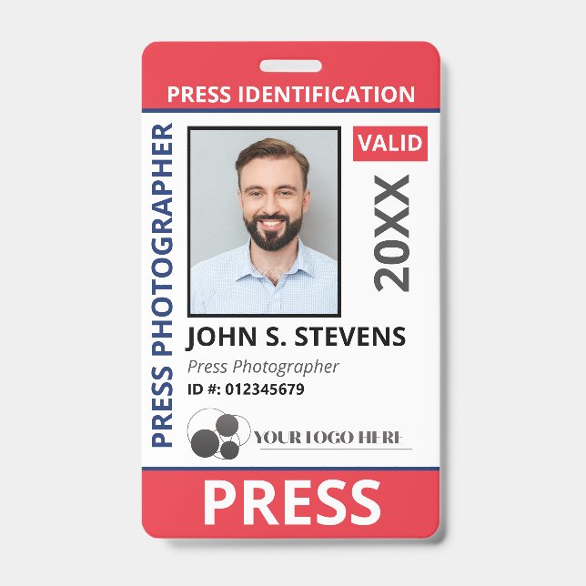 Badge Red Blue Photo & Logo Press ID QR Code (Avant)
