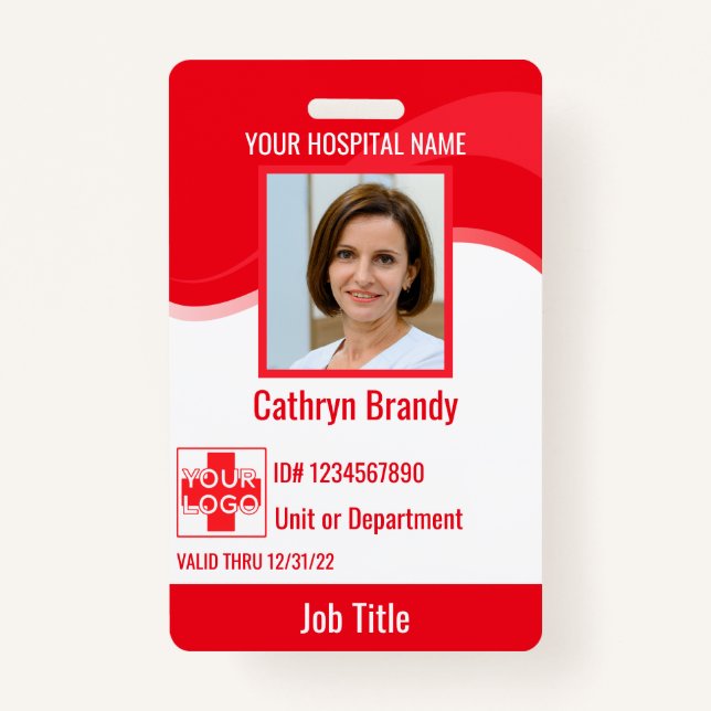 Badge Red custom Hospital Employee Security, logo (Devant)