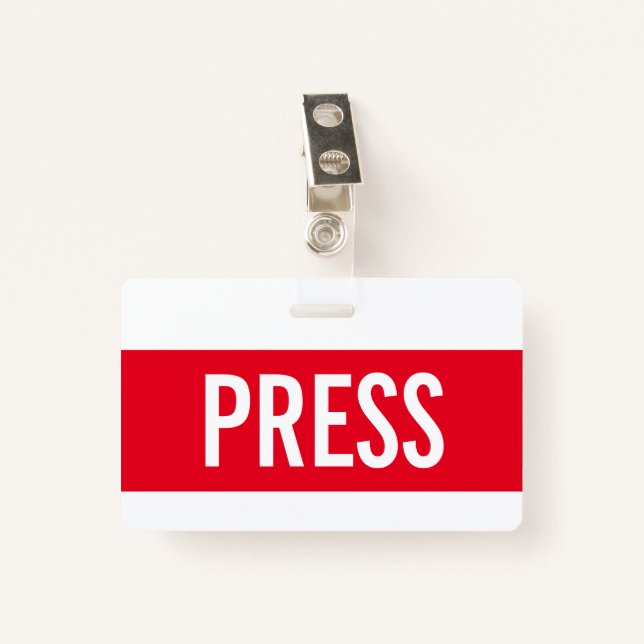 Badge Red Press All Access Pass Insigne d'ID horizontal (Devant avec clip)