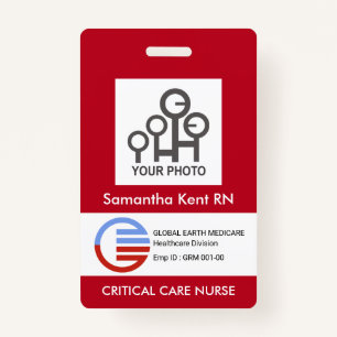 Badge Red White Box Modèle photo Infirmière ID