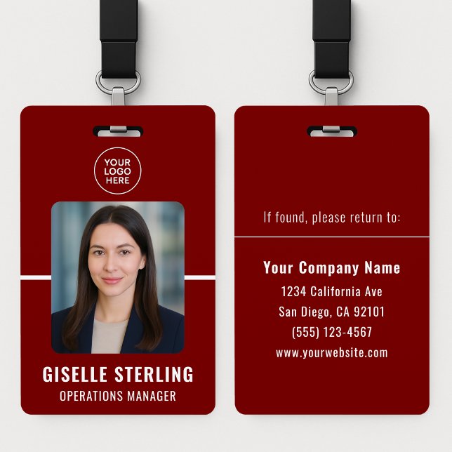 Badge Red White Personalized Employee ID Card (Créateur téléchargé)