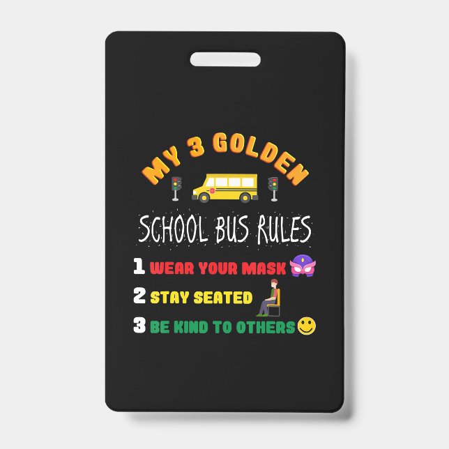 Badge Règles d'autobus scolaire pour les élèves Funky Sc (Avant)