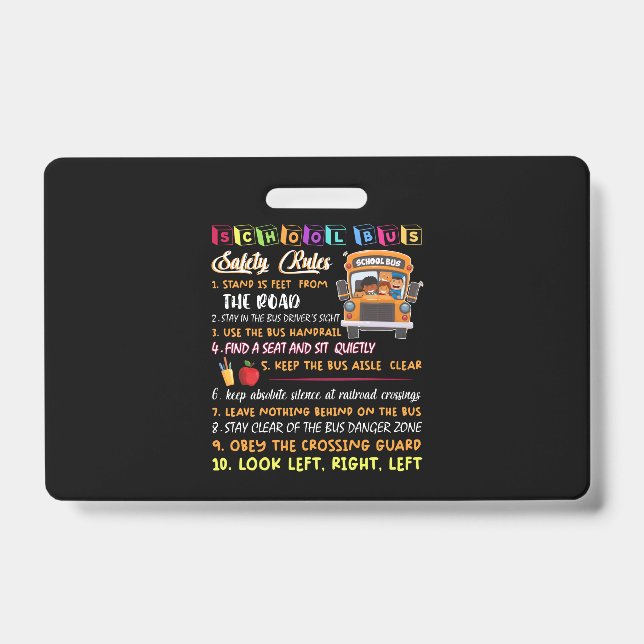 Badge règles de sécurité des autobus scolaires (Avant)