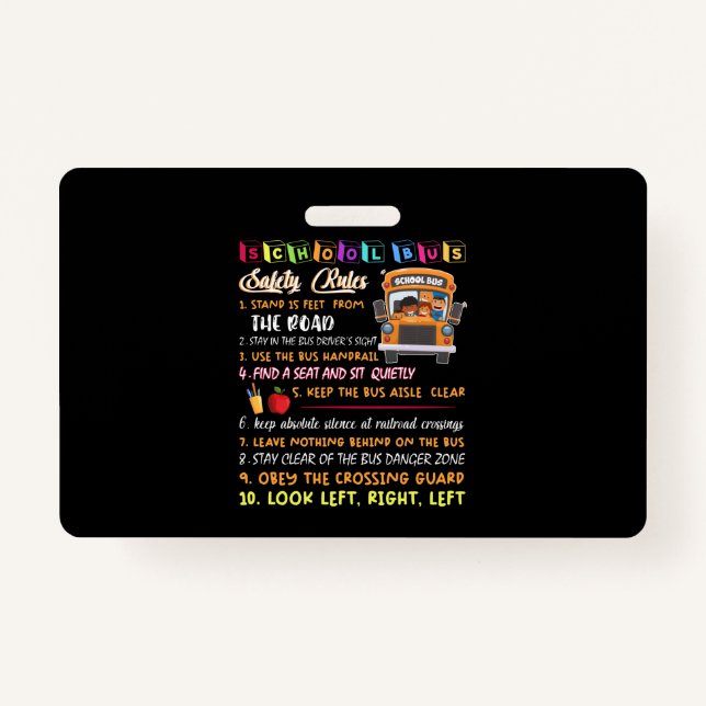 Badge règles de sécurité des autobus scolaires (Devant)
