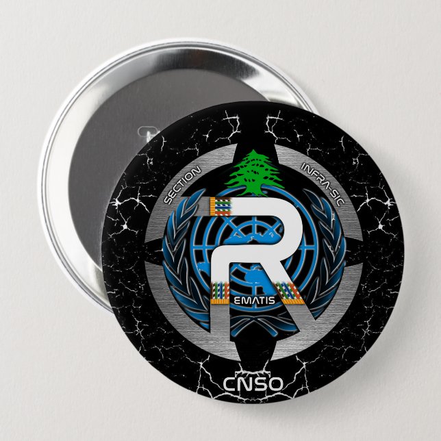 BADGE REMAT UN 4 INCH ROUND BUTTON (Front & Back)
