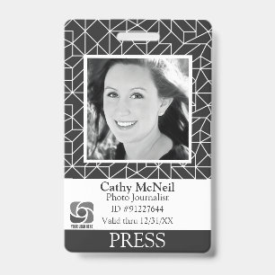 Badge Reporter photographe personnalisé ID de presse géo