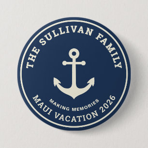 Badge Rétro de Vacances en Famille à l'Ancre Naúti
