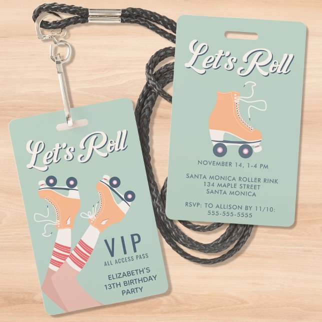 Badge Retro Roller Patinage Anniversaire Fête Invitation (Créateur téléchargé)