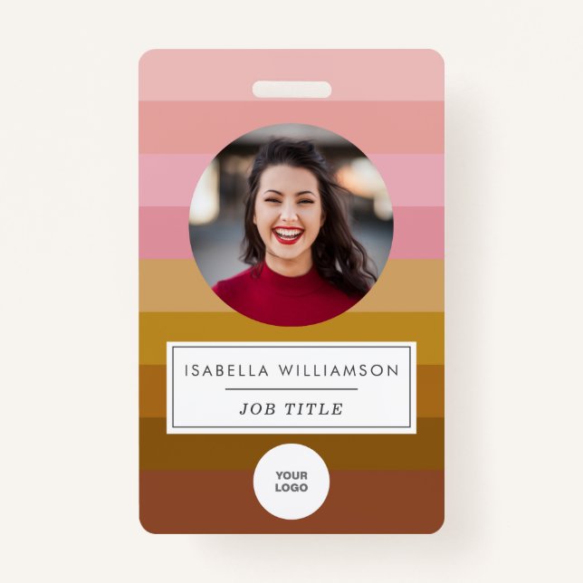 Badge Retro Sunset Stripe Design Photo et informations p (Devant)