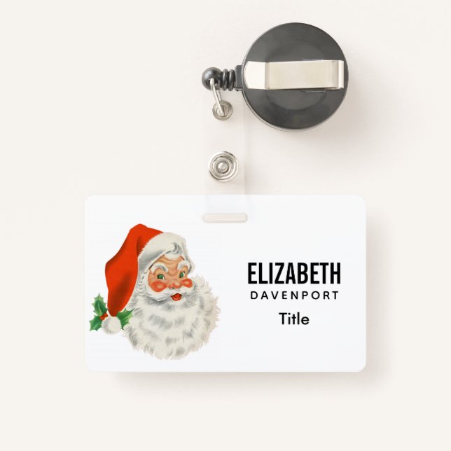 Badge Rétro Vintage Jolly Santa Claus de Christmas (Back with Retractable)