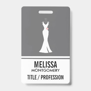 Badge Robe blanche élégante sur gris - Conception simple