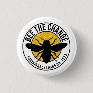 badge rond 'Bee The Change' de 3 cm