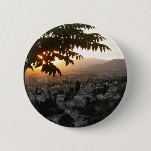 Badge rond de la photographie du coucher du soleil