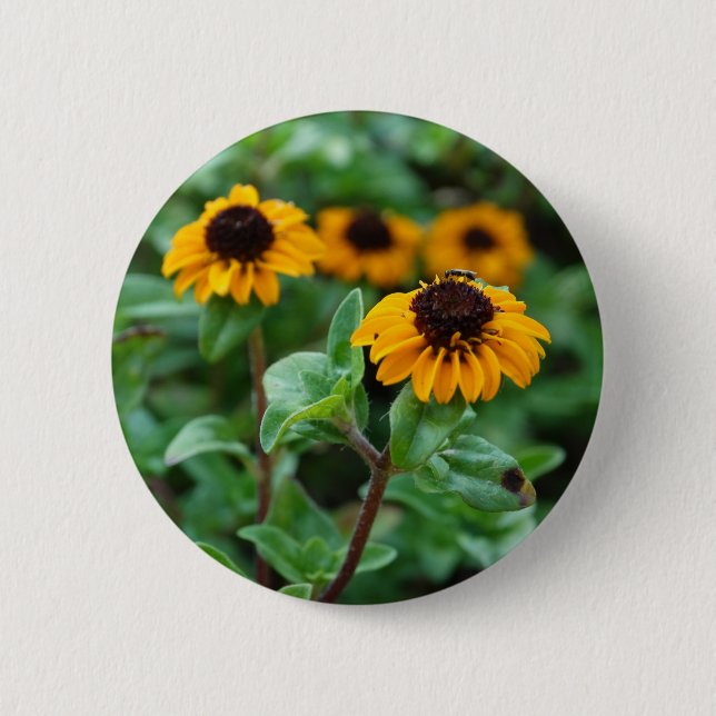 Badge rond photo Fleur Jaune (Devant)