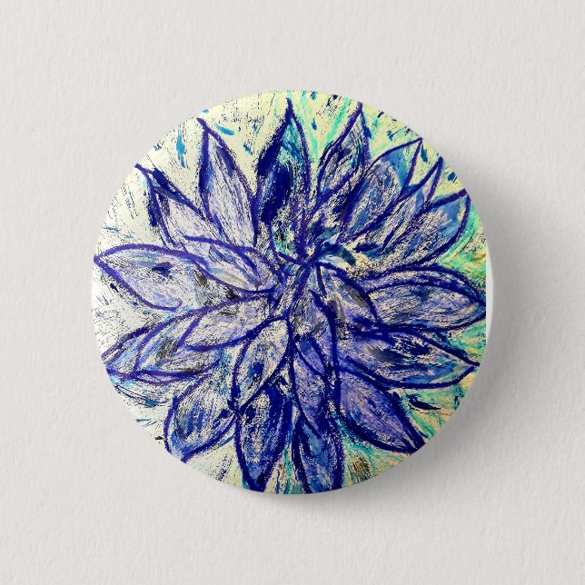 Badge rond rare dalhia bleue (Devant)