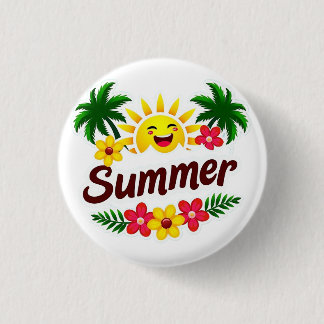 Badge Rond Soleil et Palmiers