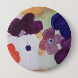 Badge ronde des anémones de printemps