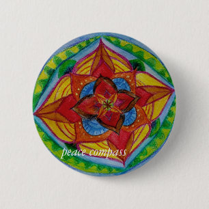 Badge ronde Mandala Compas de Paix