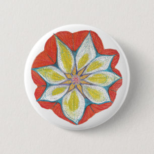 Badge ronde Mandala Yoga Fleur