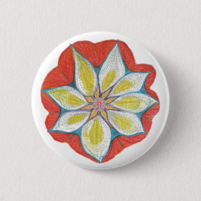 Badge ronde Mandala Yoga Fleur (Devant)