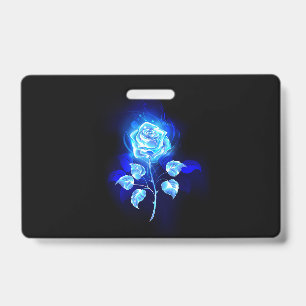 Badge Rose bleue en feu