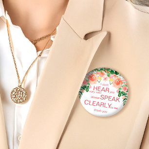 Badge rose clair pour malentendant   Je suis sourd