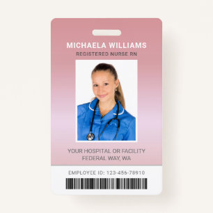 Badge Rose Gold Healthcare Code à barres Code photo empl