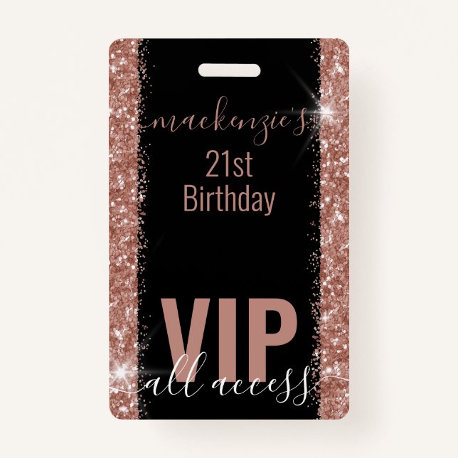 Badge Rose Gold Pink Parties scintillant VIP Anniversair (Devant)